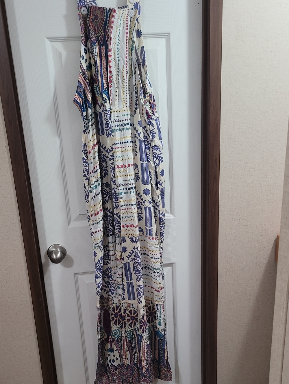 Yak & Yeti Bohemian Printed Overalls in Cream & Blue
